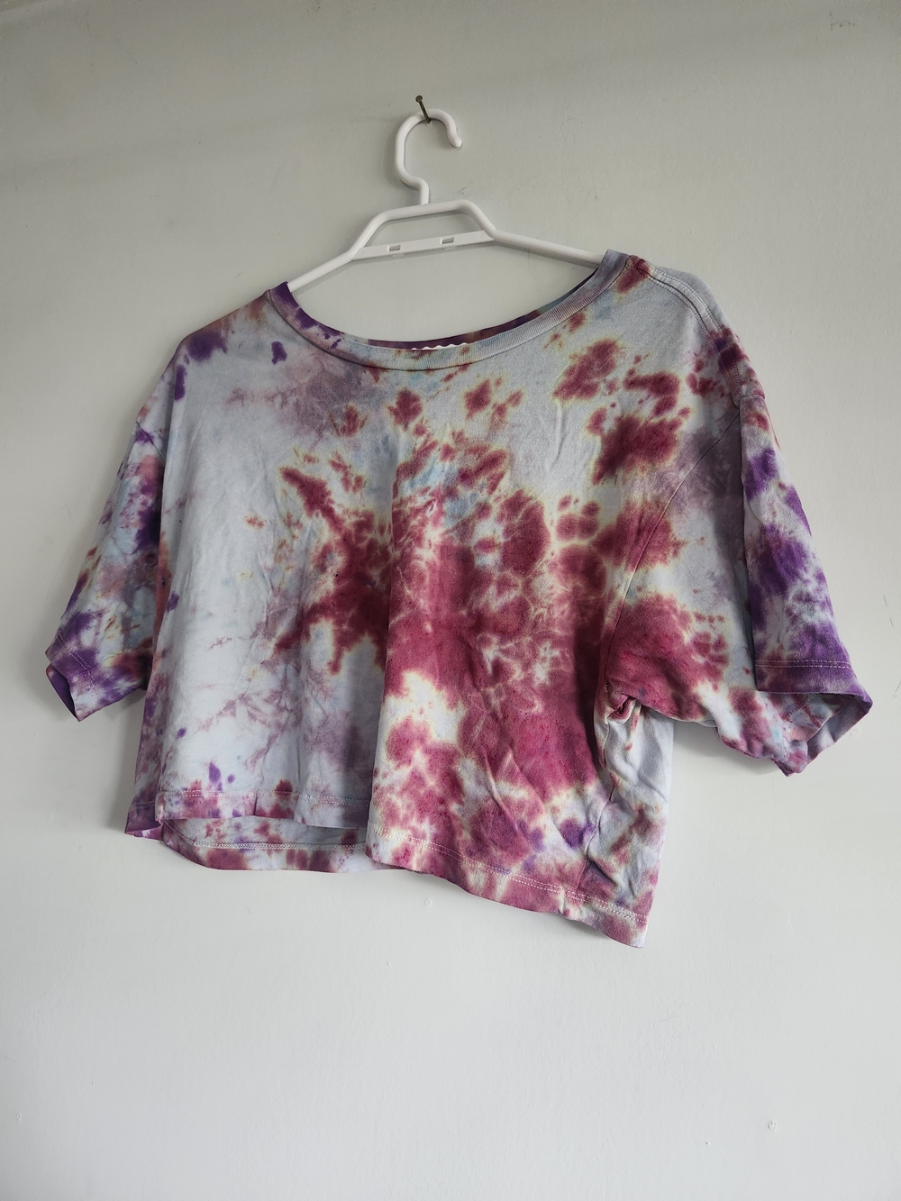 Hand Dyed Garage Crop Top Women's Medium | Pink & Purple | Crewneck